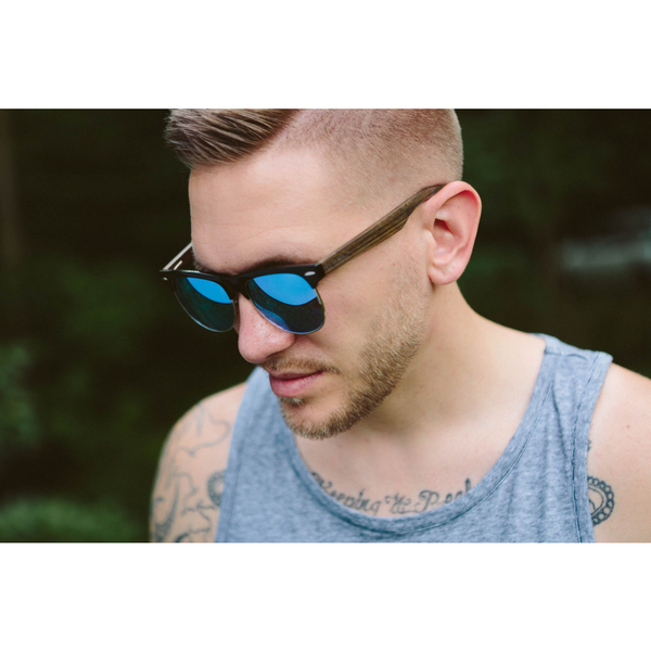 Women's-Black Framed, Ebony Wood Beach Days - Smoked Polarized Lenses