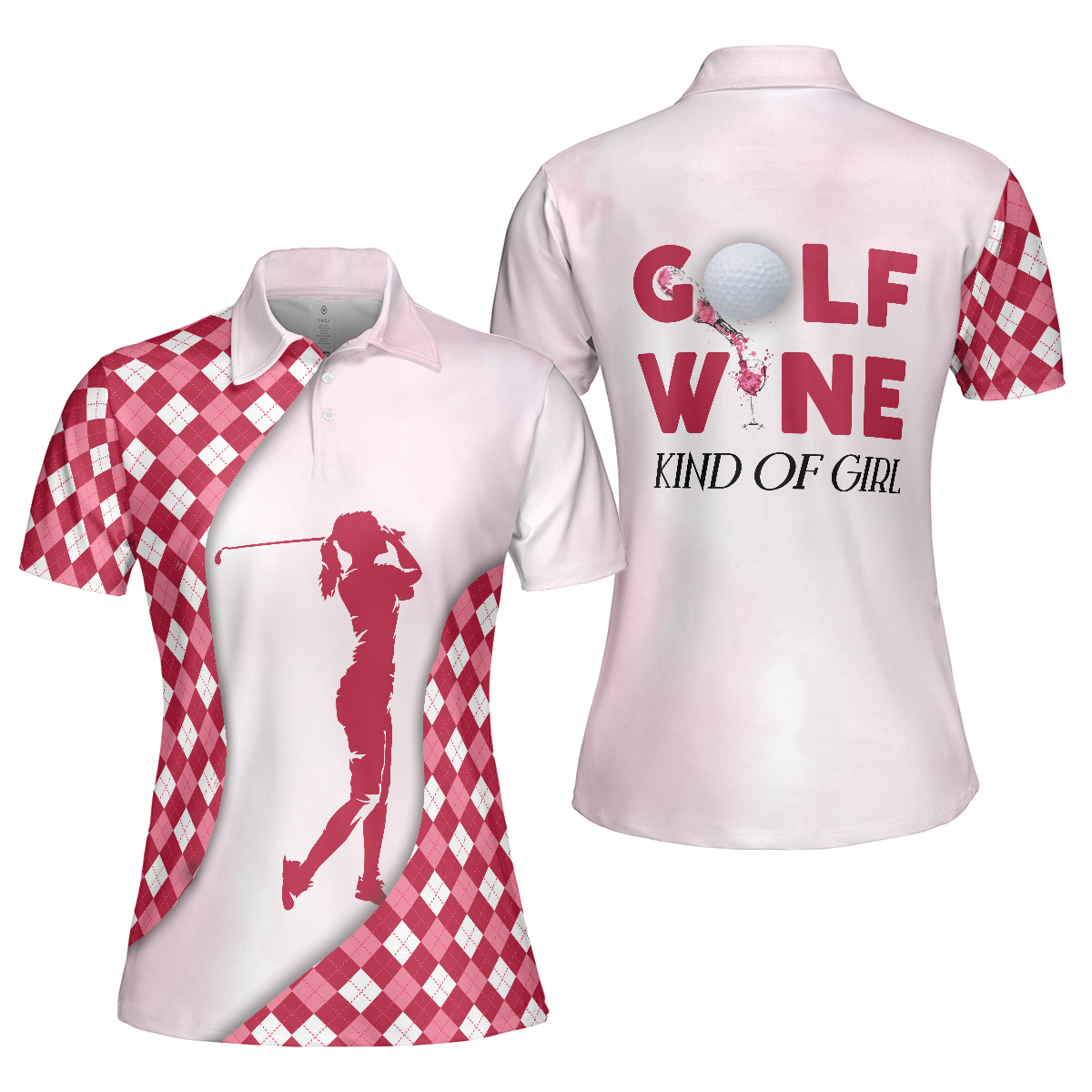 daarna parlement Kinderen Golf And Wine Kind Of Girl Short Sleeve Women Polo Shirt Pink Diamond