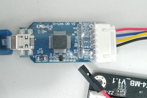 ET4 firmware updating - connect the J-Link to the motherboard.