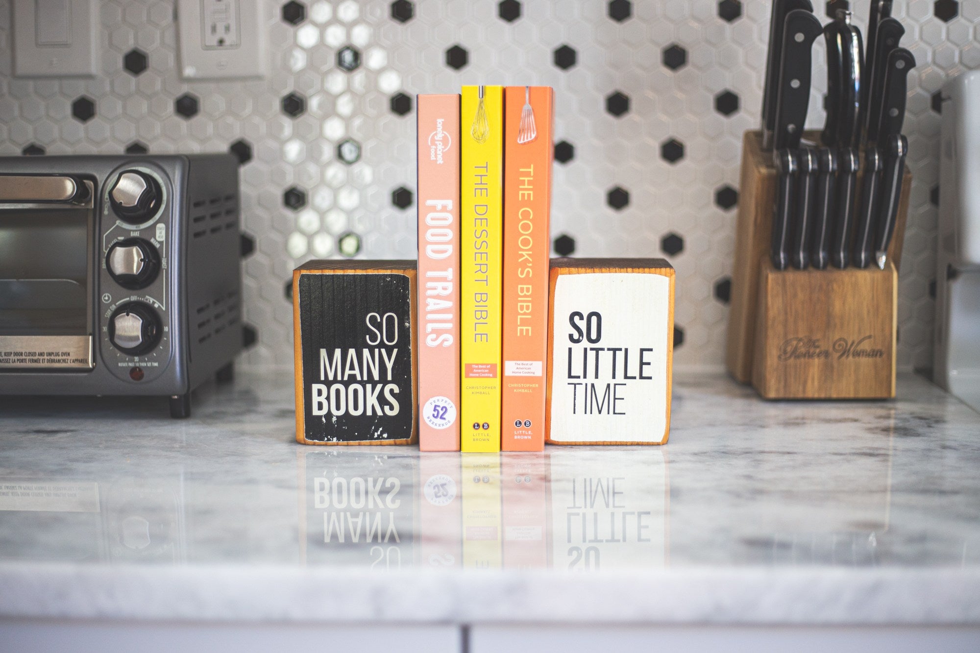 So Many Books So Little Time wood bookend set kitchen decor by ARCHd