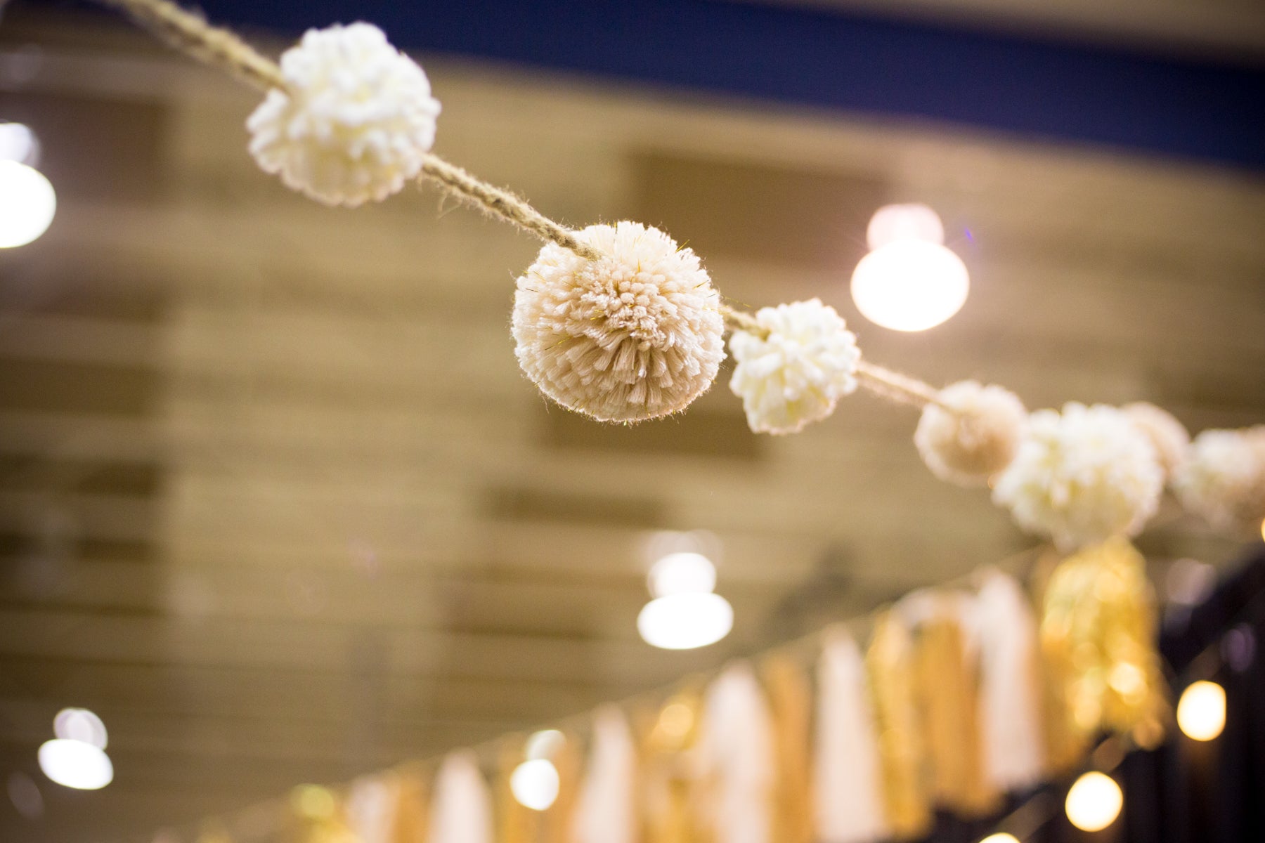 Vendor booth decor pom pom fabric garland ARCHd