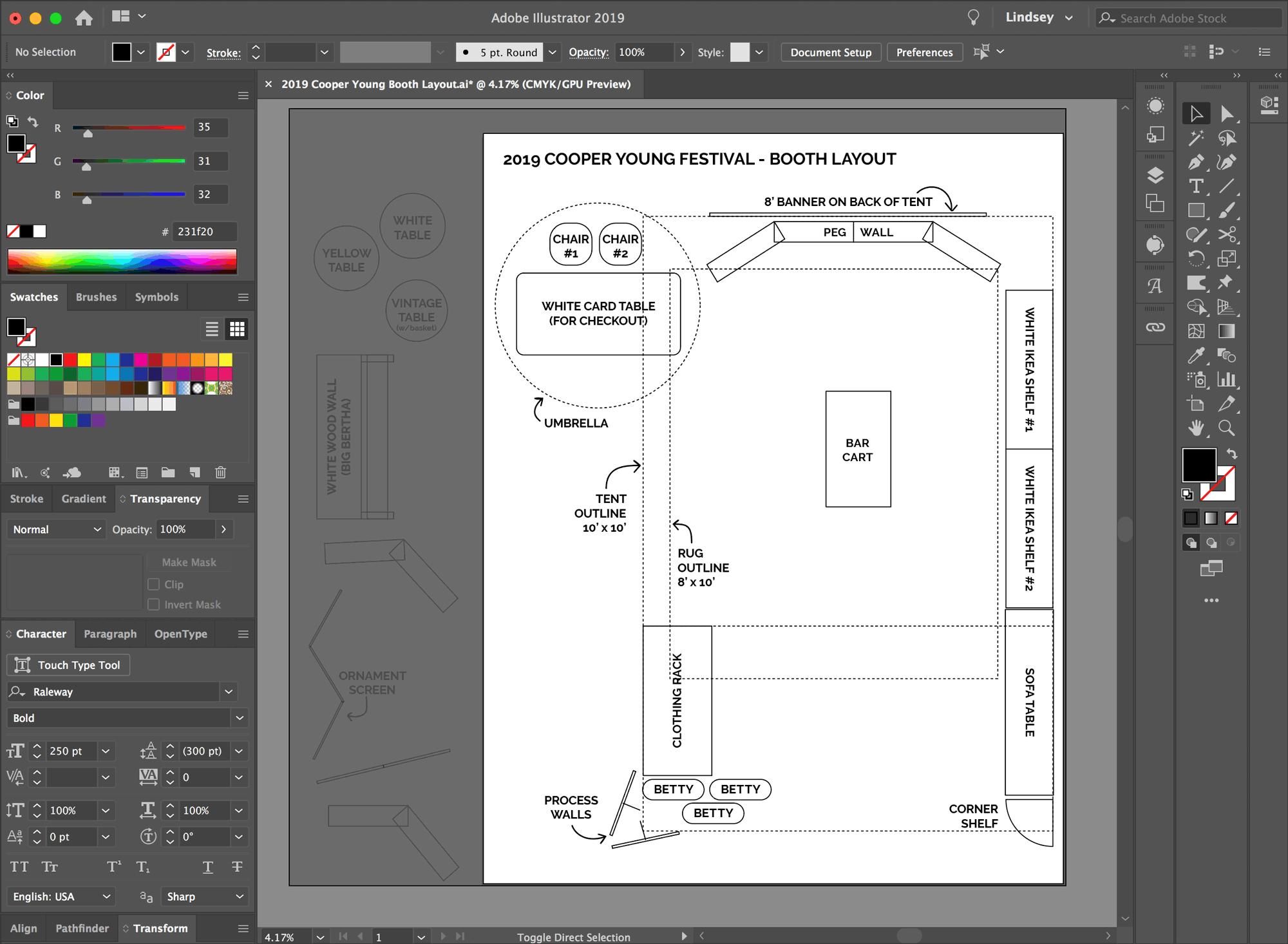 Vendor Booth layout in Adobe Illustrator by ARCHd