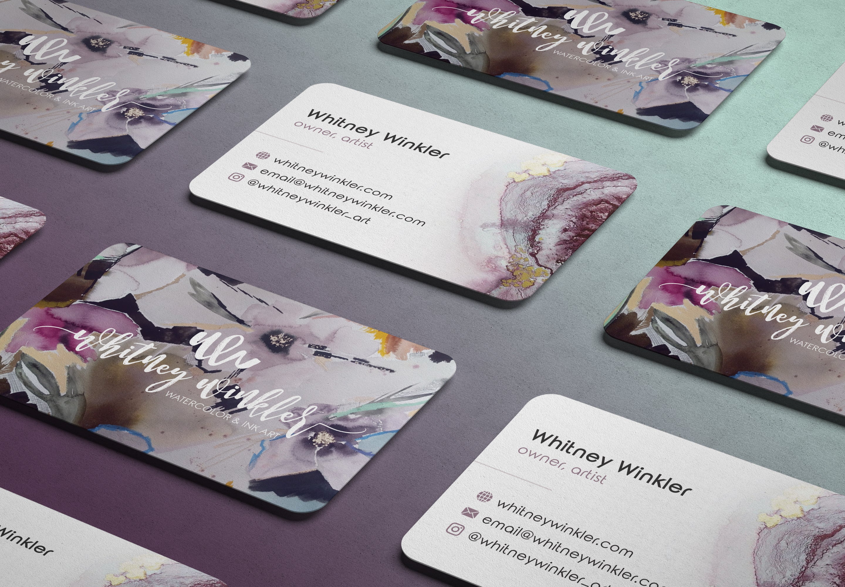 business card design for watercolor artist painter