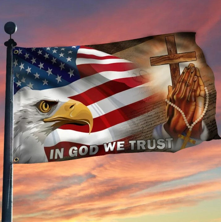 In God We Trust Distressed American Flag Vinyl Decal Sticker