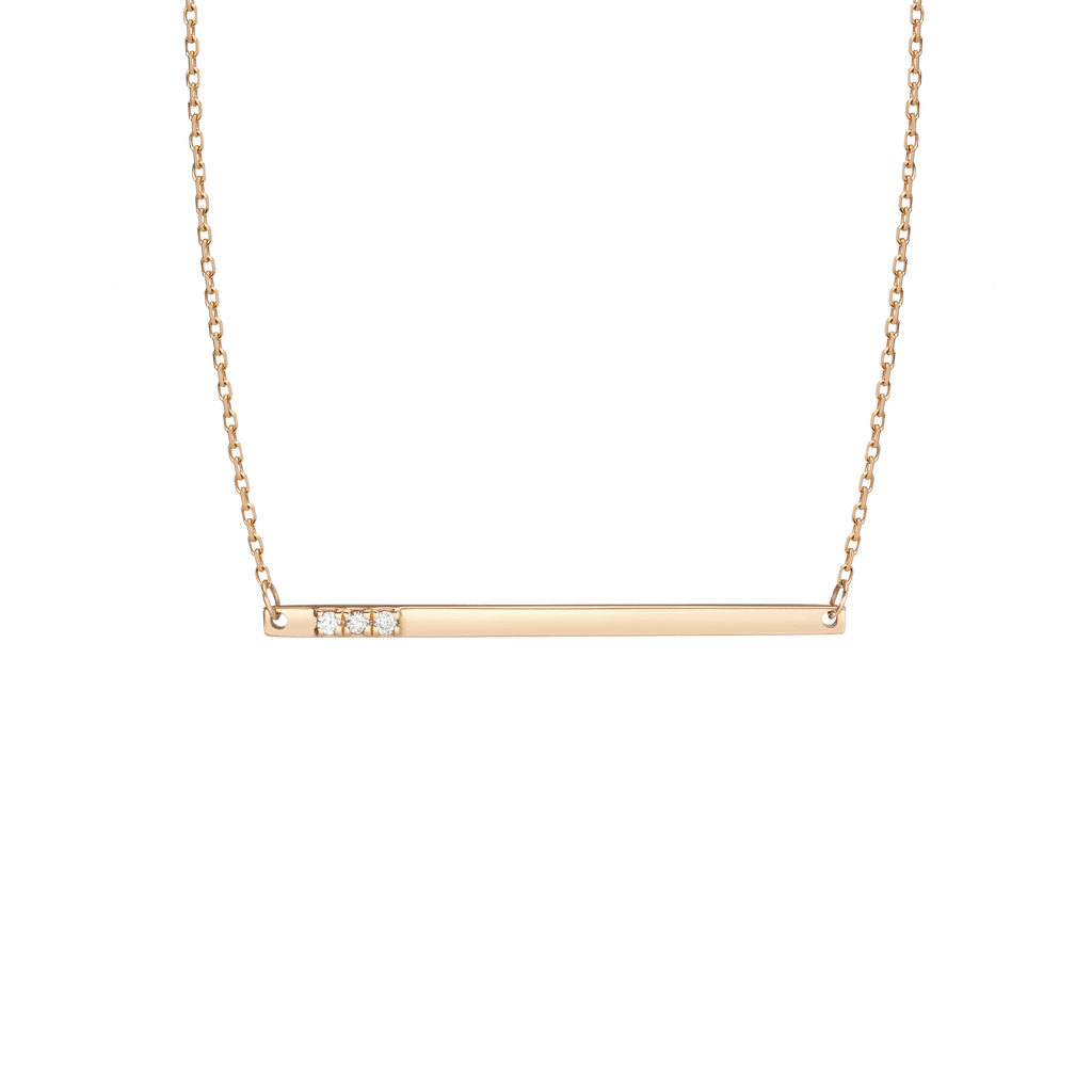 Gold Bar Necklace With Diamonds in 