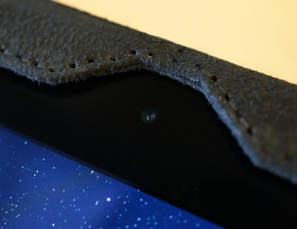 Detail of the from facing camera from the new Premium Leather iPad Air Cases from MacCase