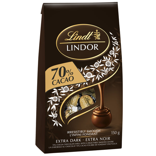 Lindor 70 Cacao Dark Chocolate Truffles Bag 150g Lindt Chocolate Canada 0743