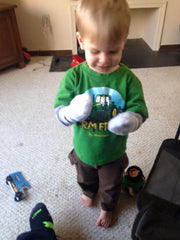 Toddler wearing Handsocks