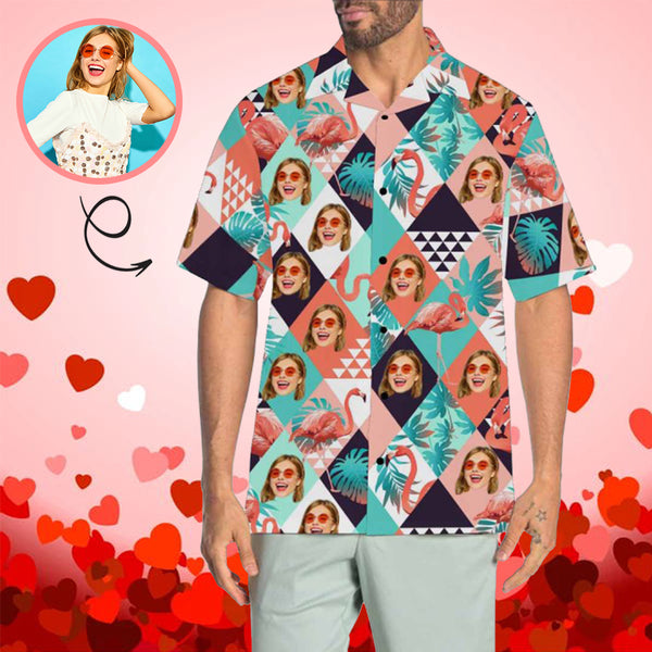 Custom Girlfriend Face Seamless Men's All Over Print Hawaiian Shirt