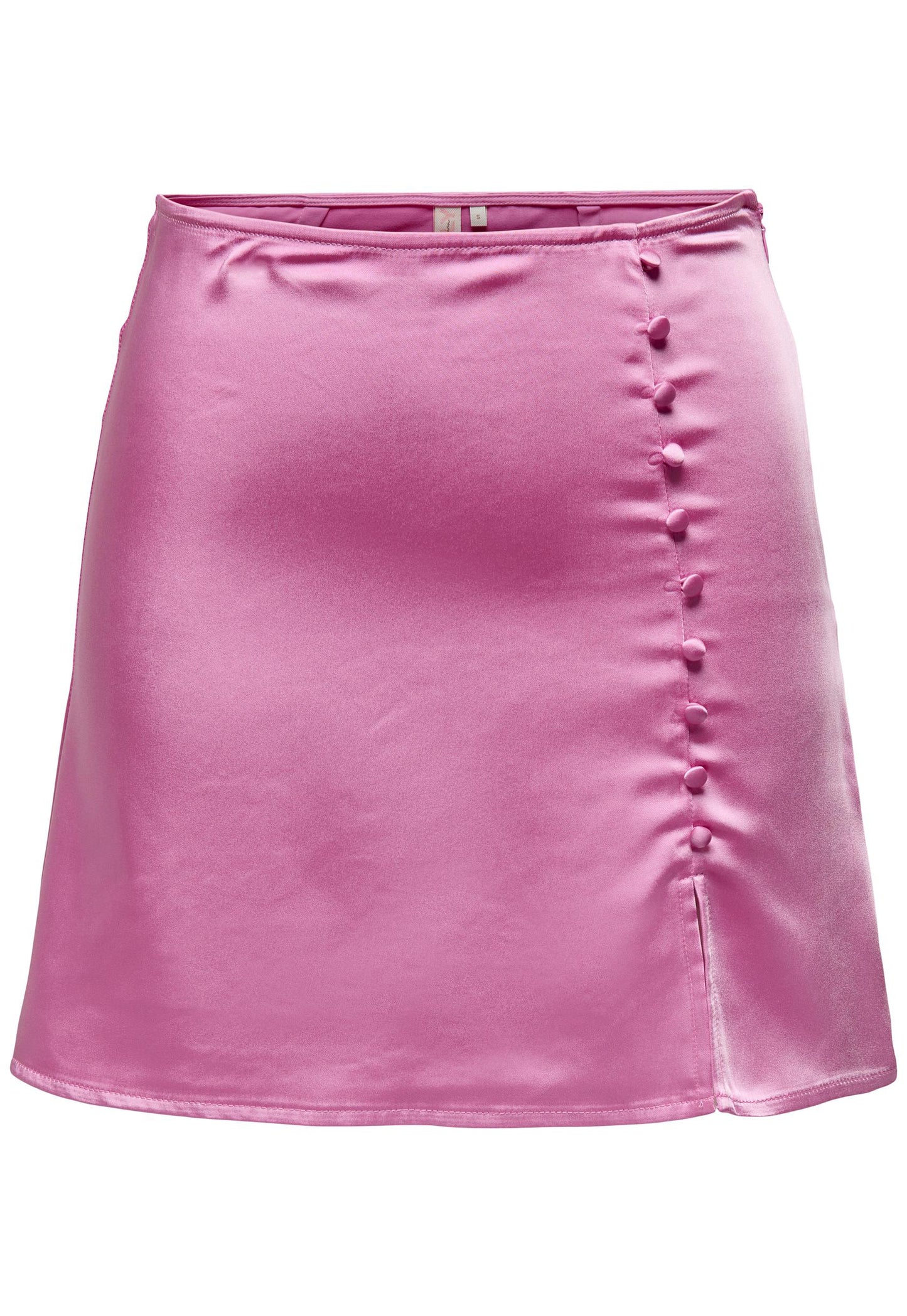 ONLY Mayra Satin Side Button Mini Skirt with Slit in Pink - concretebartops