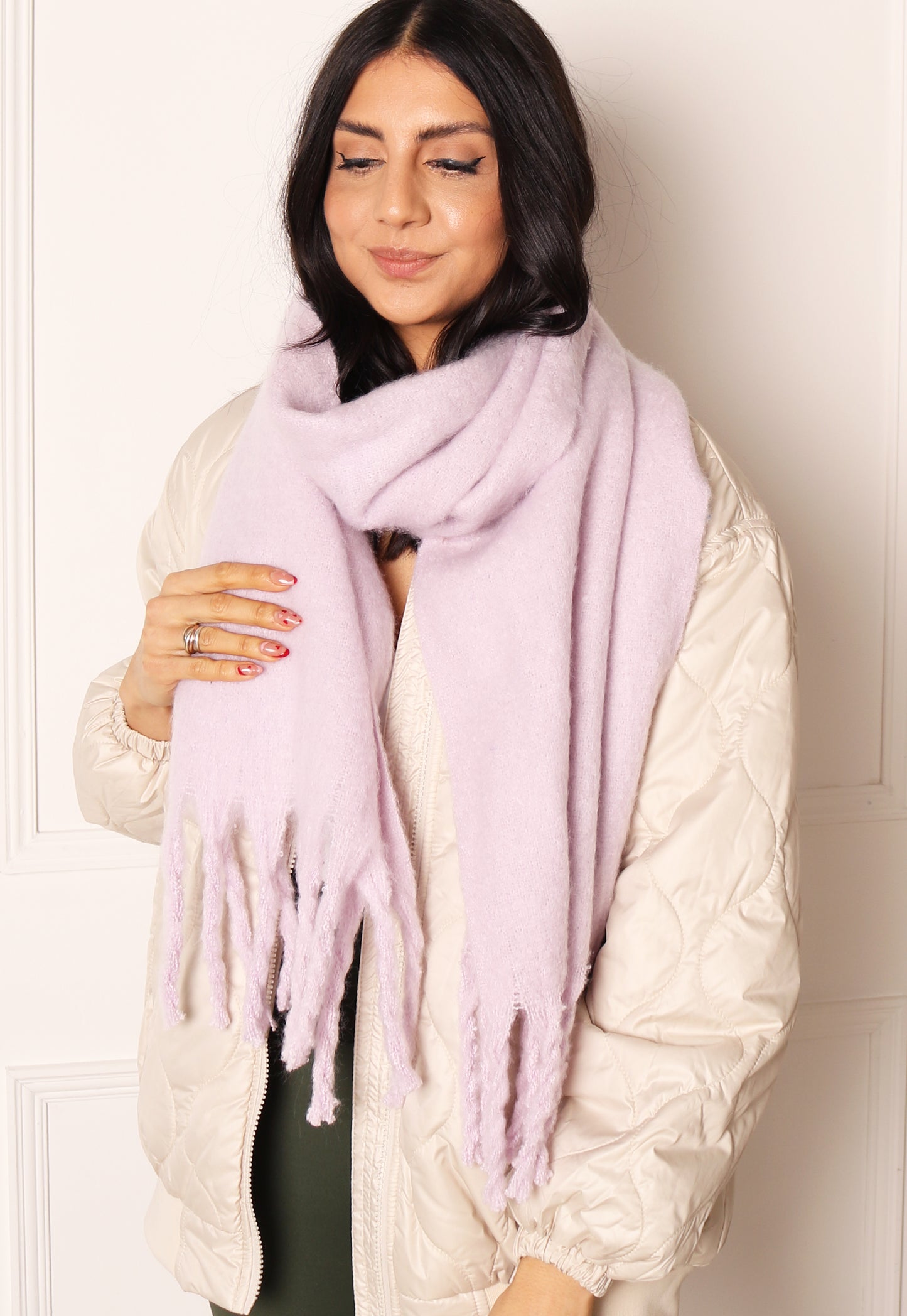 VERO MODA Brushed Scarf with Tassels in Lilac - concretebartops