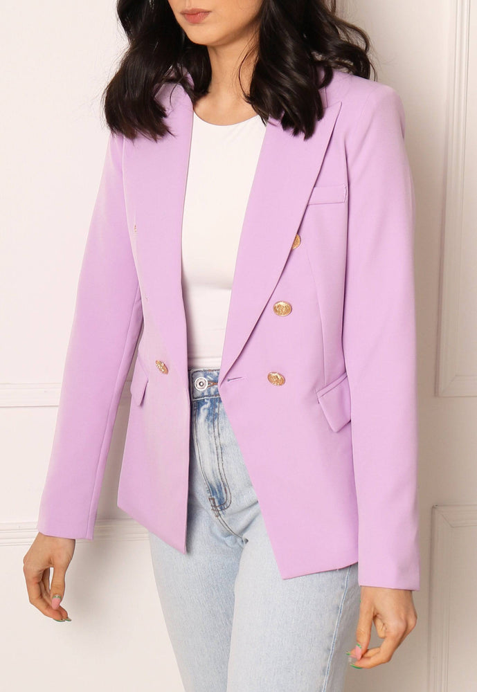 Double Breasted Gold Button Blazer in Lilac - concretebartops