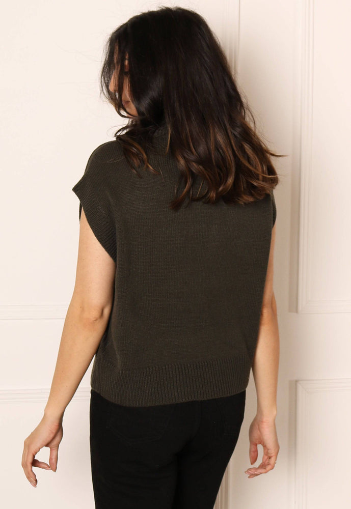 ONLY Sleeveless Knit Jumper Vest in Khaki Green - concretebartops