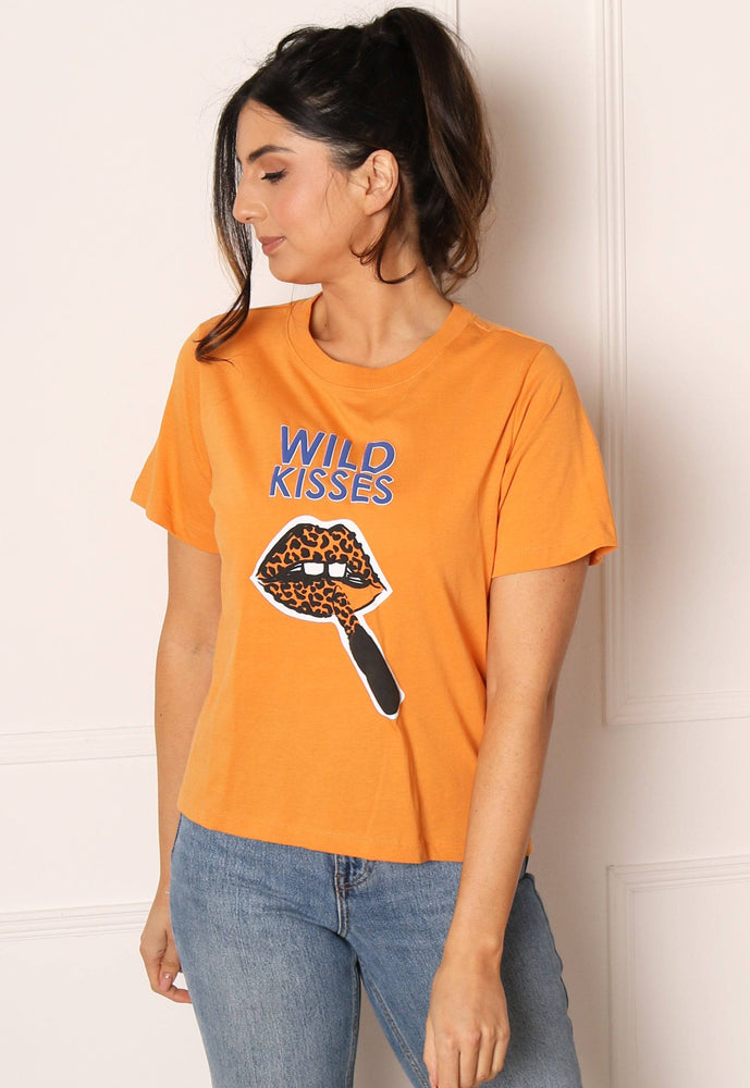 JDY Wild Kisses Graphic Tee in Orange & Black - concretebartops