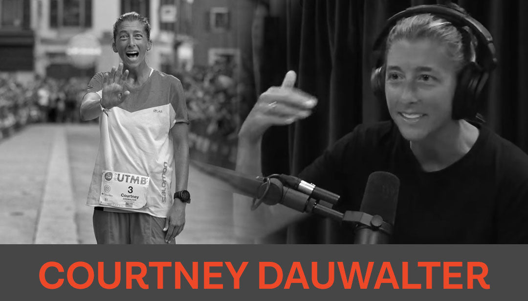 Photo collage of trail runner and influencer Courtney Dauwalter