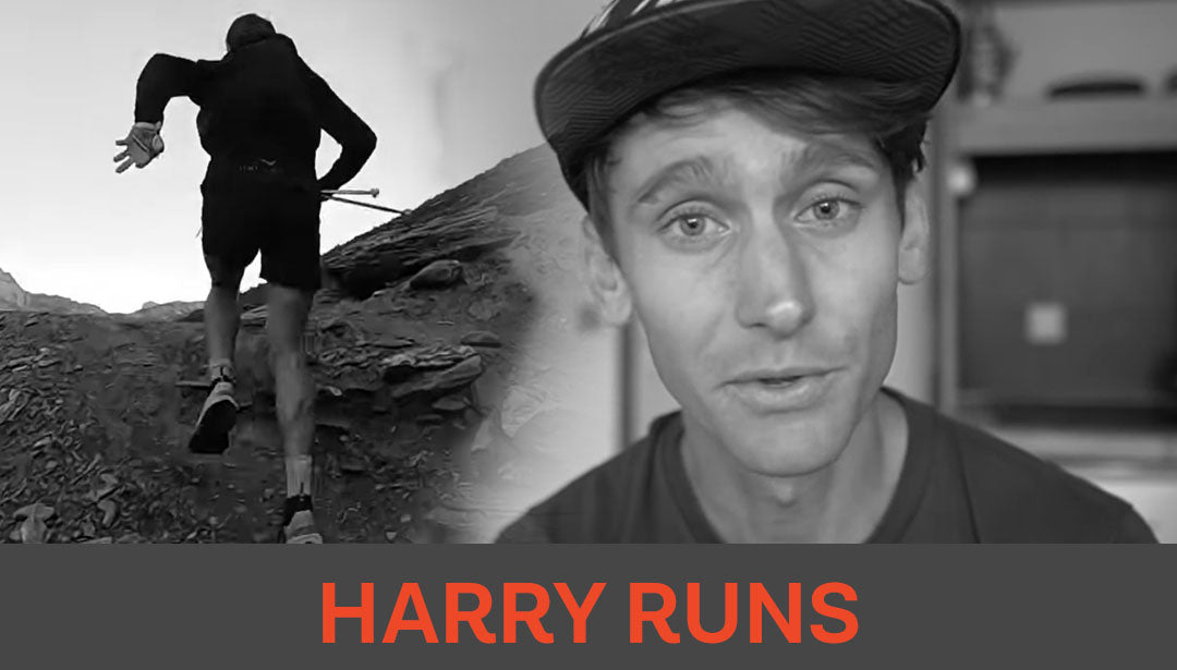 Photo collage of trail runner and influencer Harry Runs