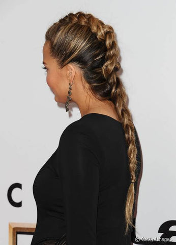 Chrissy Teigen with dutch braid at naacp