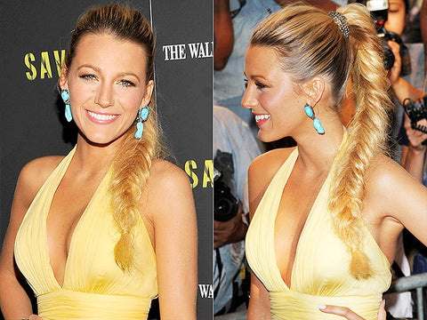 celebrity at premiere with fishtail ponytail