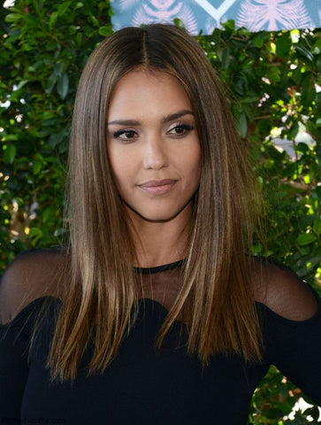 Jessica Alba with long brown hair