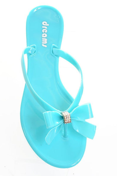 Home Â» Sandals Â» Mint Green Jelly Bow Thong Flat Sandal Younger