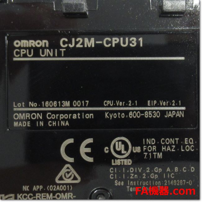 Japan (A)Unused,CJ2M-CPU31 CPUユニット EtherNet/IP機能内蔵 Ver.2.1  ,อะไหล่เครื่องจักร,Machine Parts,มือสอง,Secondhand –