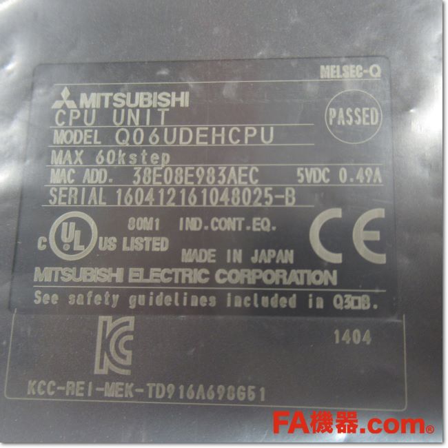 Japan (A)Unused,Q06UDEHCPU ユニバーサルモデルQCPU ,อะไหล่เครื่องจักร,Machine  Parts,มือสอง,Secondhand –