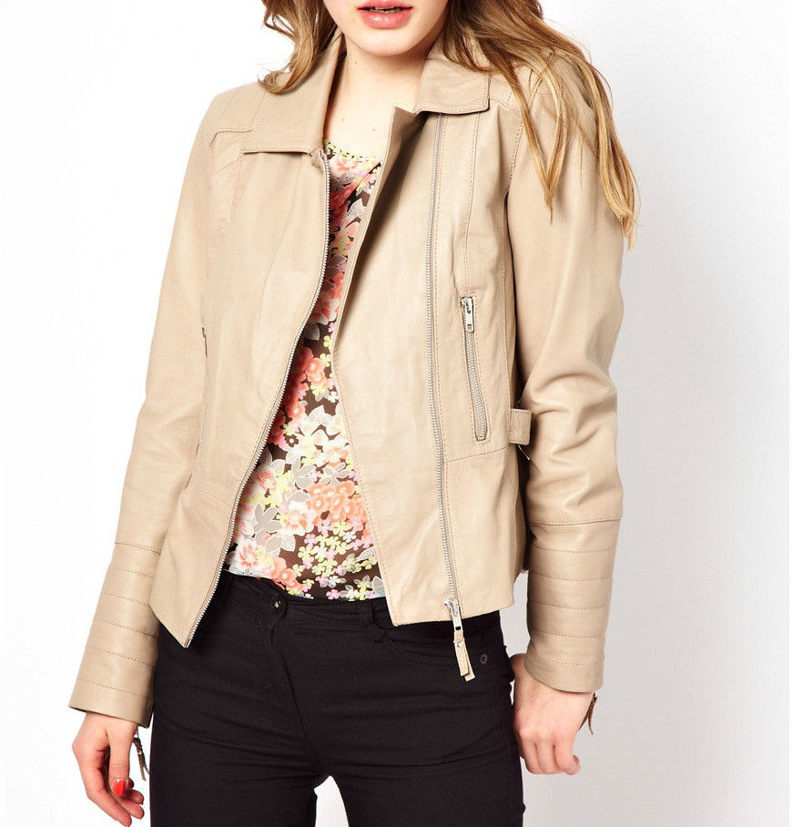 cream color leather jacket womens