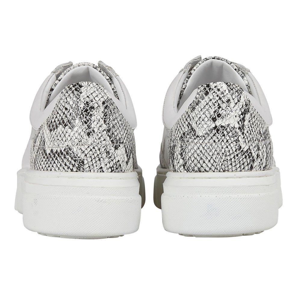 white snake print trainers