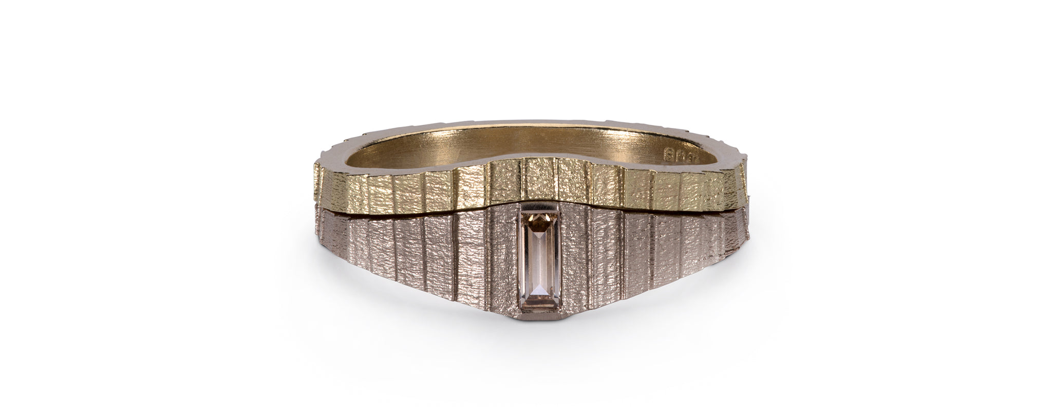 Tapered square band wedding ring set