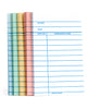 Pack of 50 classic library book note cards in a mix of blue, green, yellow, coral, and white