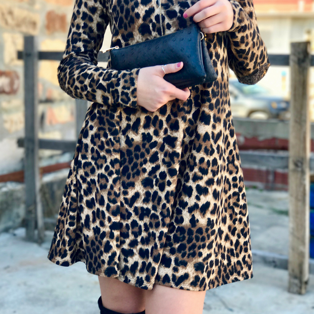 leopard knee high boots outfit