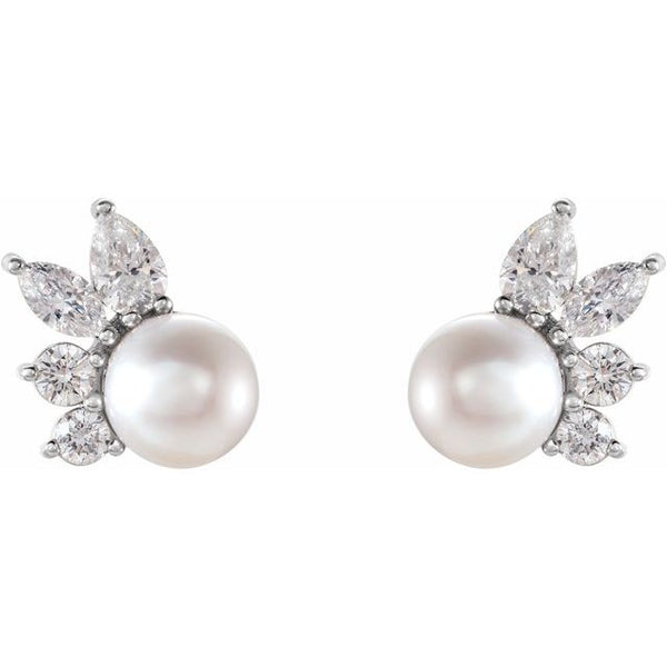 Pearl and Diamond Cluster Earring