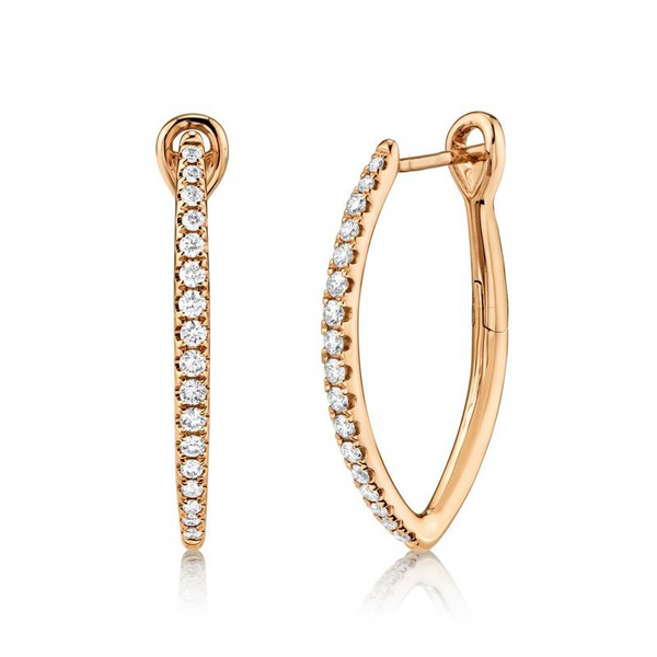 "V" Diamond Hoop Earrings