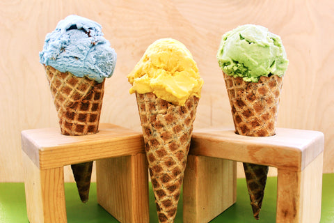 revival ice cream cones with three flavors