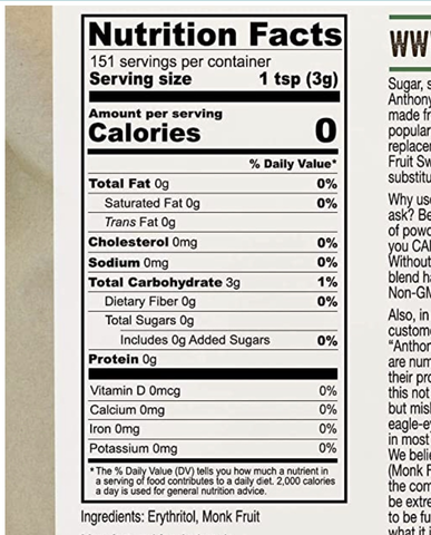 sugar free label