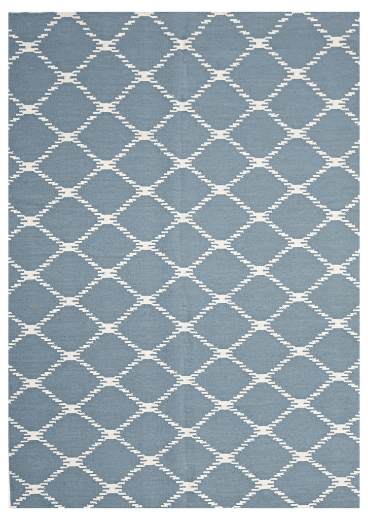 Flat Weave Stitch Design Rug Blue