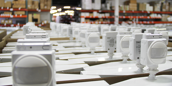 AEI Lighting occupancy sensors on AEI Lighting highbay LED fixtures for warehouse, distribution centers, processing centers and industrial facilities -- energy efficient for facilities management success.