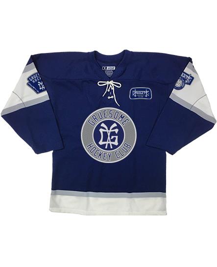 blue and white hockey jersey