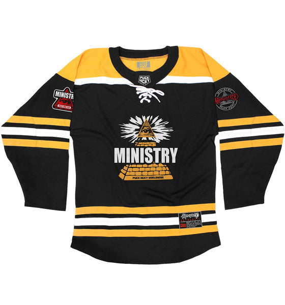 black and yellow hockey jersey