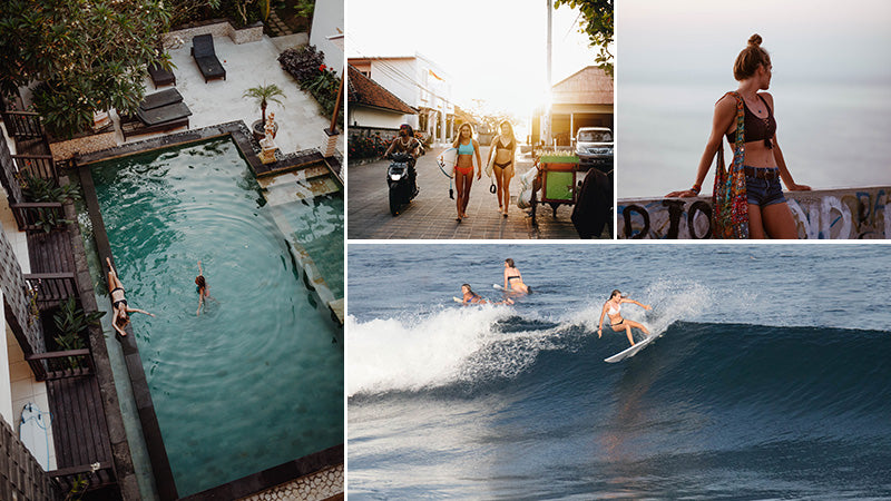 Alex and Delia surfing and chilling in their villa in Uluwatu, Bali