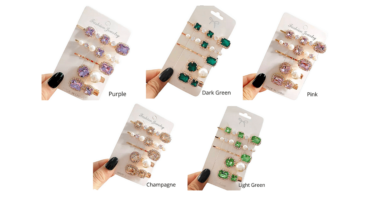 Allure Rhinestone & Pearl Pins & Clip, 5 Pack — Allure Style Accessories