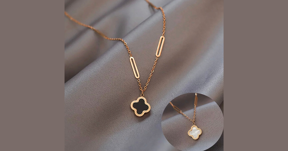 Simply Sophisticated Reversible Single Four Leaf Rose Gold Clover