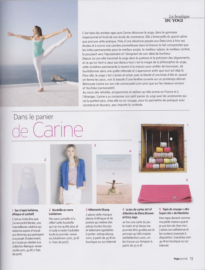 Carine Castet Picks for Yoga Journal France Jul-Sep 2016
