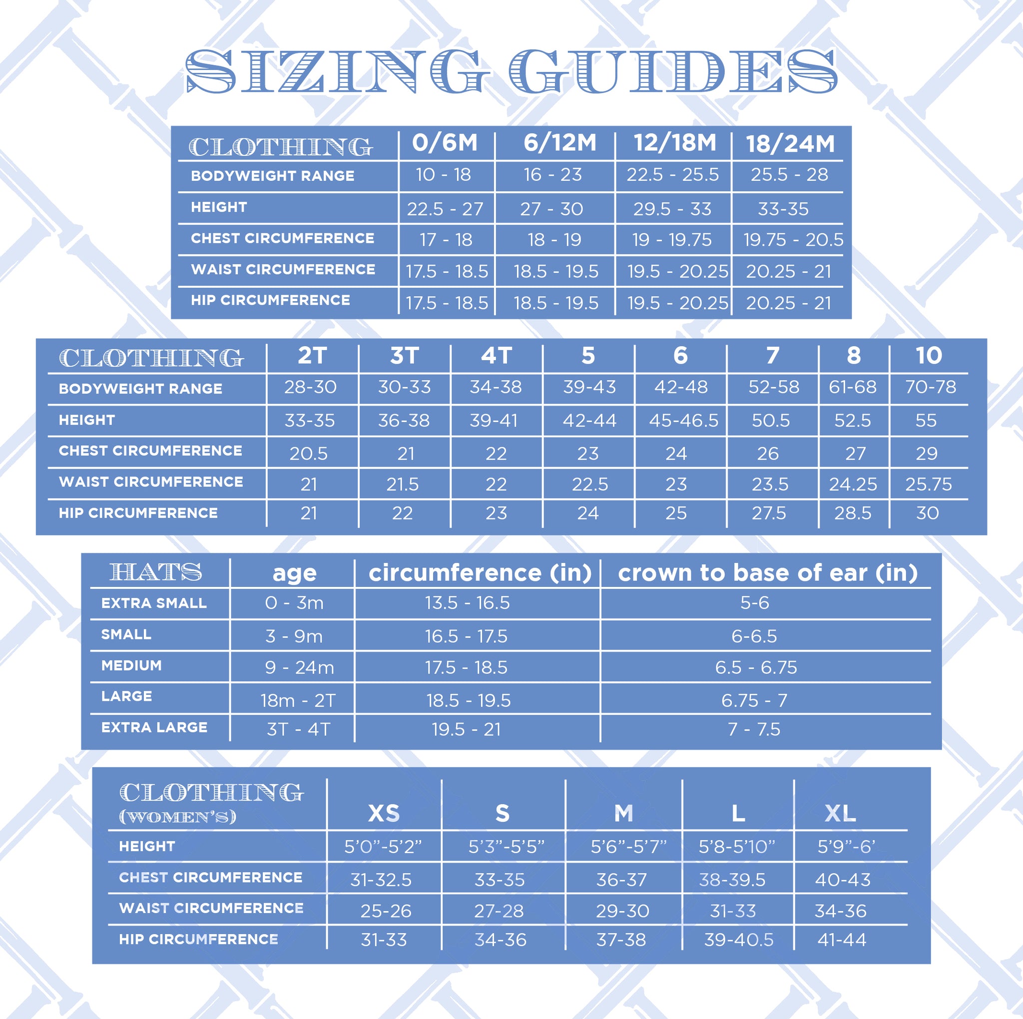 2 Bamboo Swimwear Size Chart