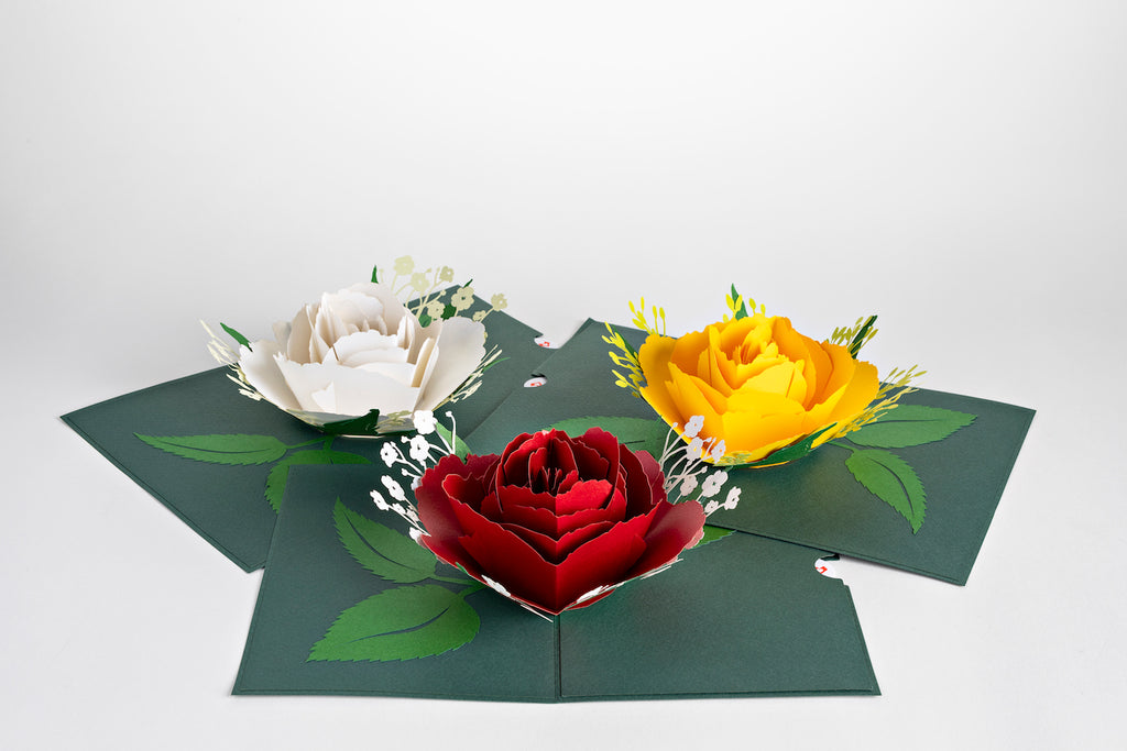 rose bloom pop up cards