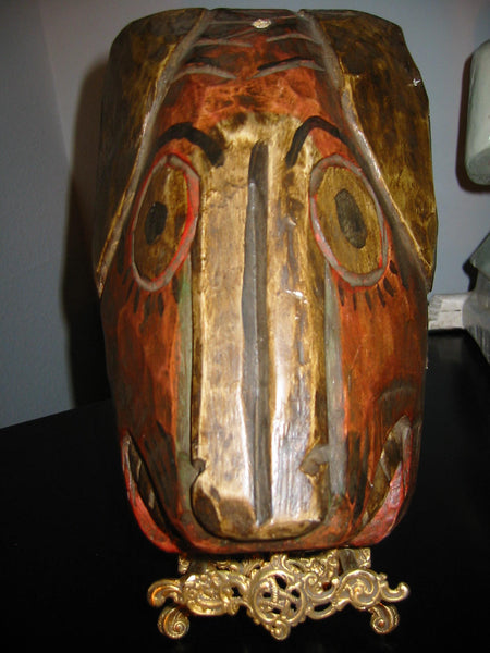 Tribal Ceremonial Mask Modern Hand Painted Decorated Carved – Designer