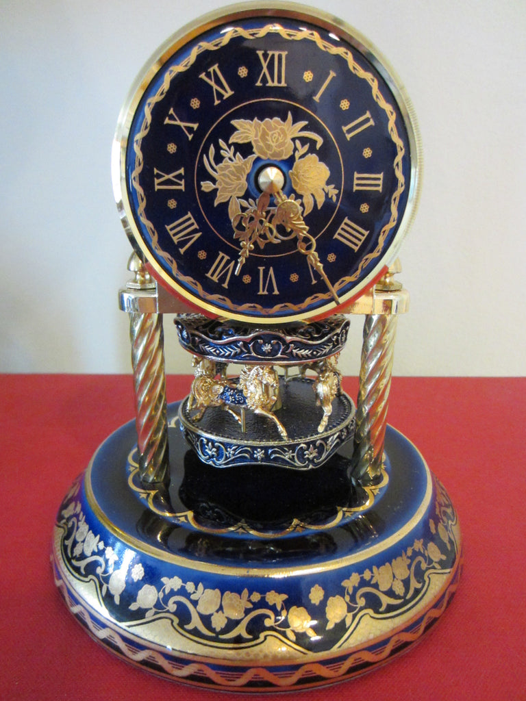 Mercedes gilded cobalt porcelain mantle clock #7