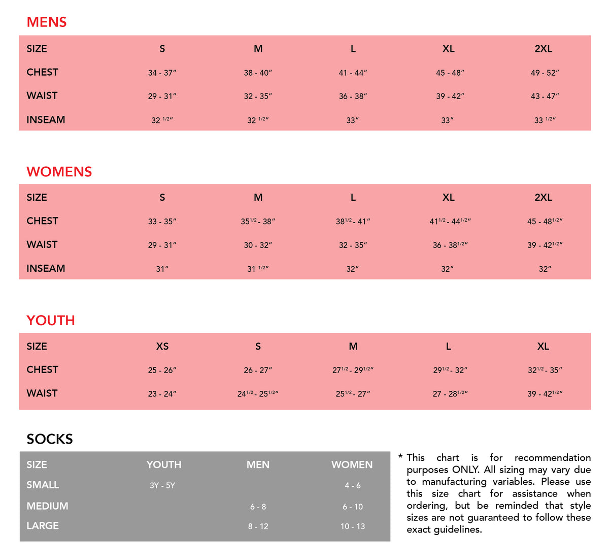 tiro 19 size chart