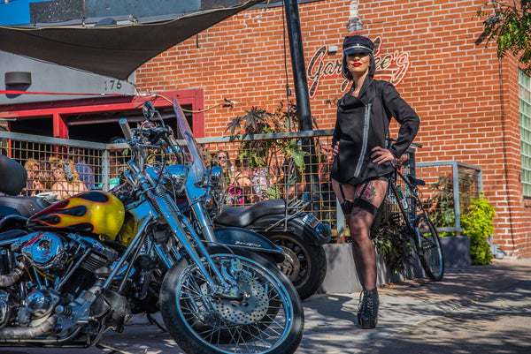Fashion Designer Center's own Lisa Elsten of LRE Coututre-  Moto Pin-up