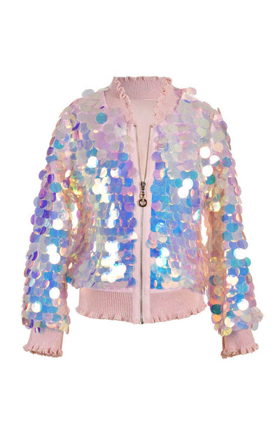 girls sequin bomber jacket